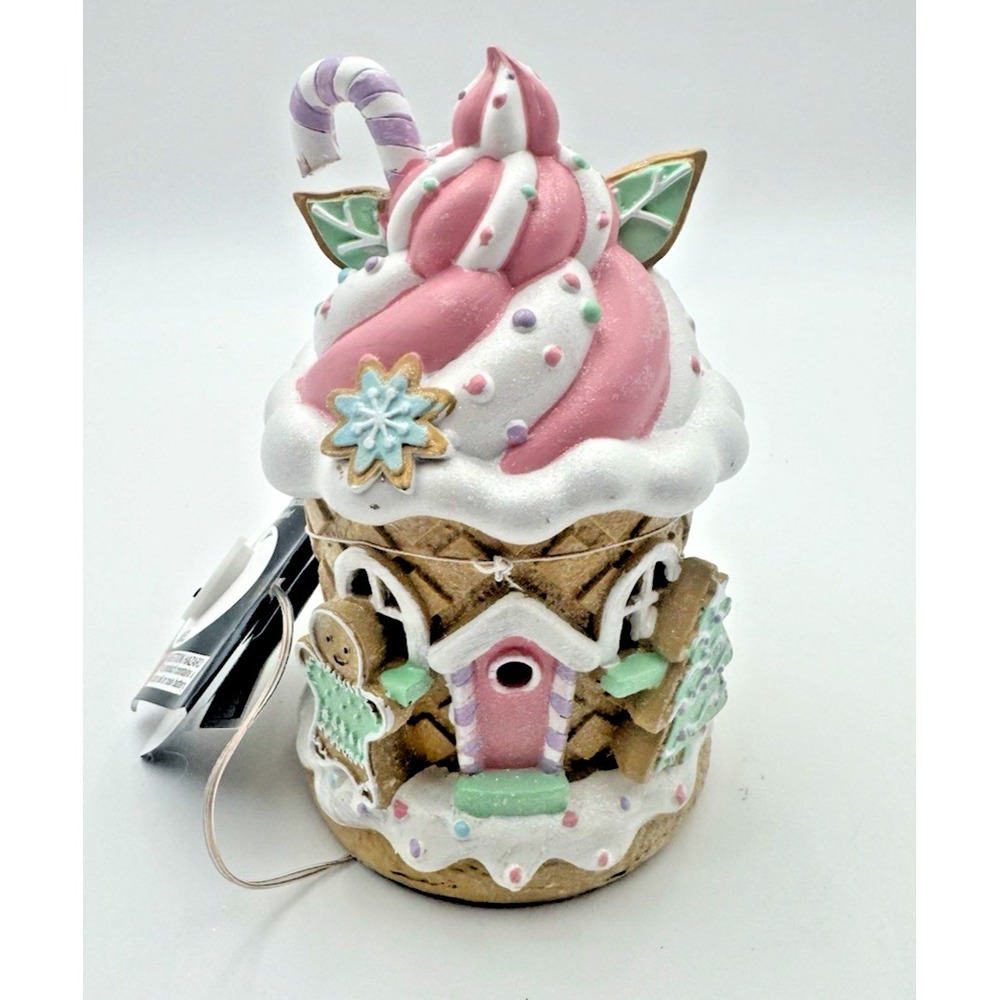 Robert Stanley Light Up Ice Cream Gingerbread House Christmas Figurine NEW